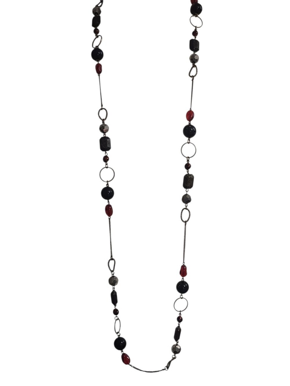 Lia Sophia Bronze Necklace Multi Color Faceted Beaded Red Black